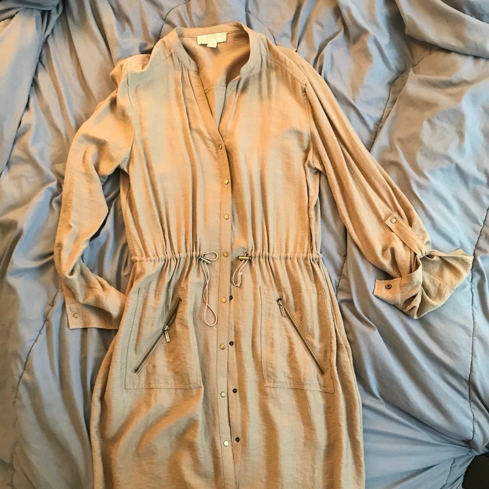 Michael Kors Drawstring Dress, Beige/Brown Size 8